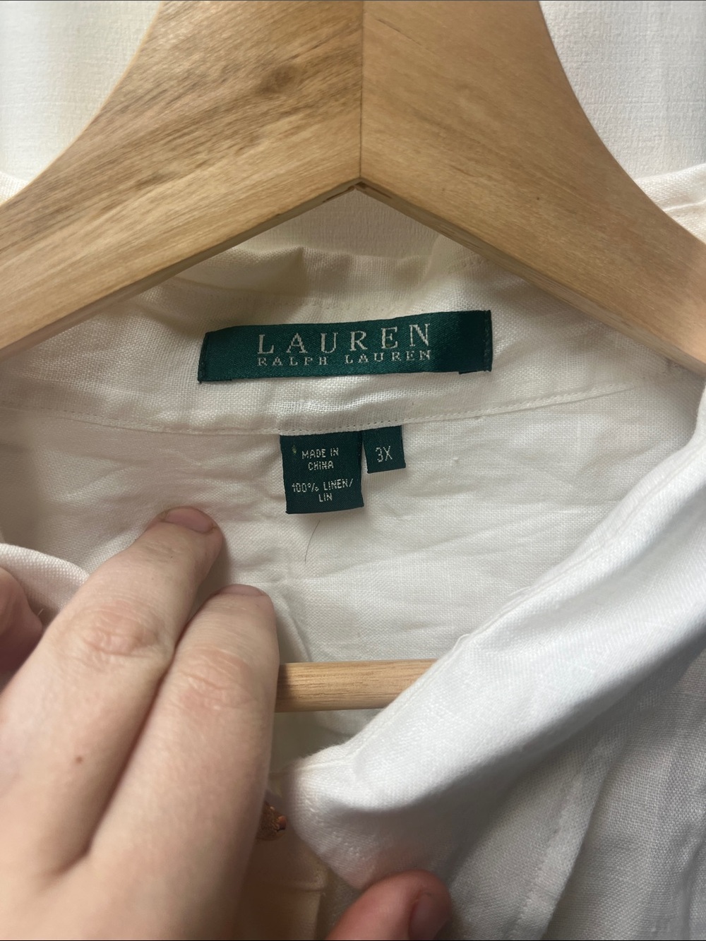 Ralph Lauren Vintage White Linen Gold Button Down Shirt Embroidered Logo- 3X - Picture 4 of 7